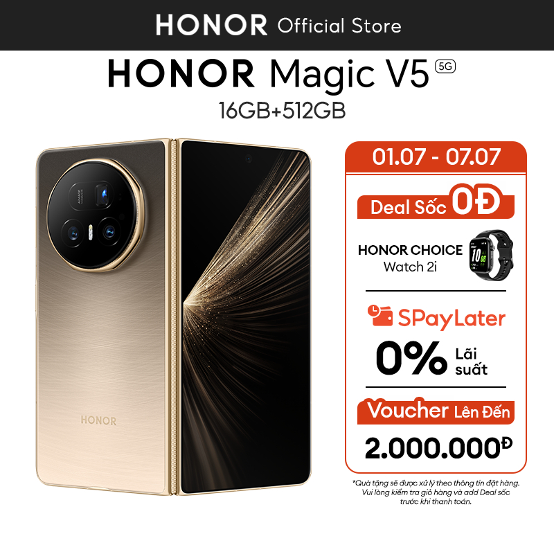 Điện Thoại Cao Cấp HONOR Magic V5 16GB+512GB | Pin 5820mAh | Màn hình 7.95 inch | Snapdragon 8 Elite | BigBuy360 - bigbuy360.vn