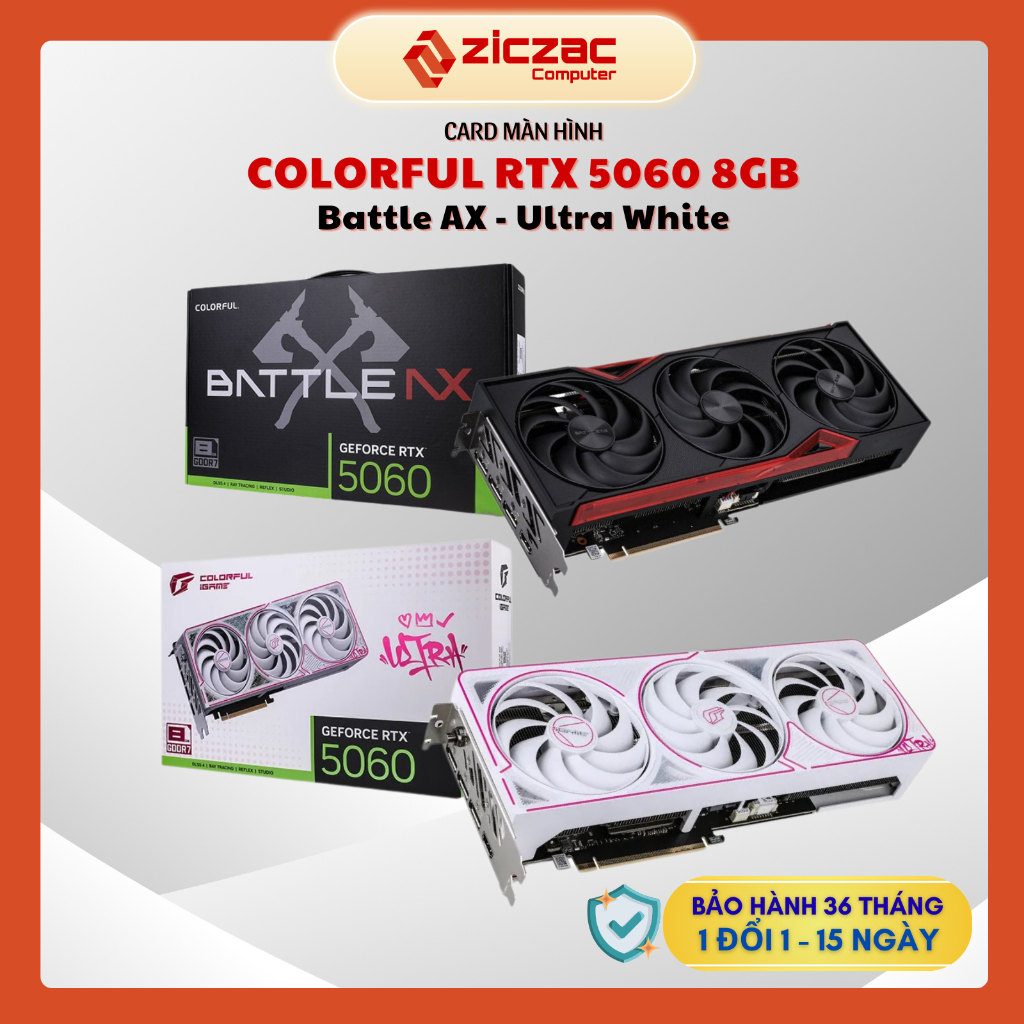 VGA Colorful iGame RTX 5060 Gaming Battle AX Ultra White OC 8GB  GDDR7 - BH 36th chính hãng