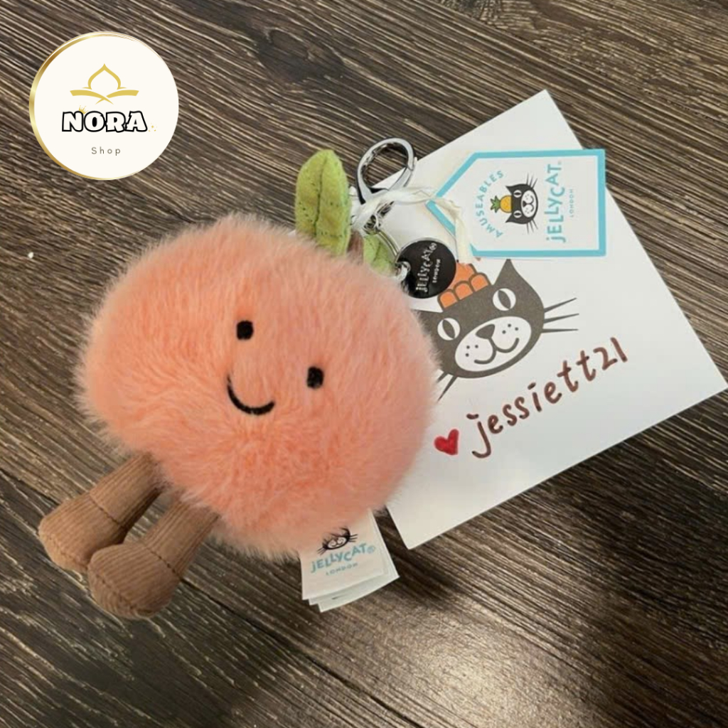 JELLYCAT Amuseables Peach Bag Charm - Móc Khoá JELLYCAT Quả Đào Dễ Thương Full Tag Tặng Túi Dustbag