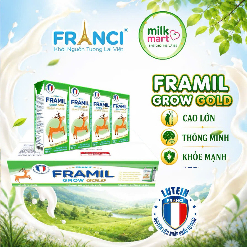 [FRANCI] sữa bột pha sẵn franci grow gold 110ml- giúp trẻ  tiêu hoá tốt, cao lớn khoẻ