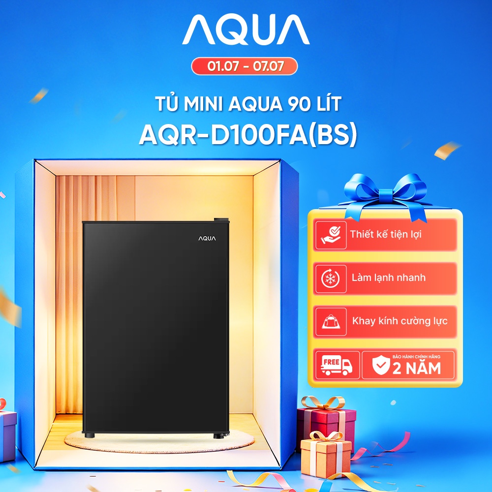 [SẢN PHẨM MỚI] Tủ lạnh mini Aqua 90 lít AQR-D100FA(BS) - Freeship toàn quốc - Bảo hành tận nhà