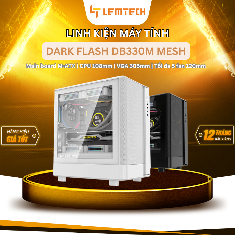Vỏ case máy tính DARK FLASH DB330M MESH, Case M-ATX, Không kèm fan