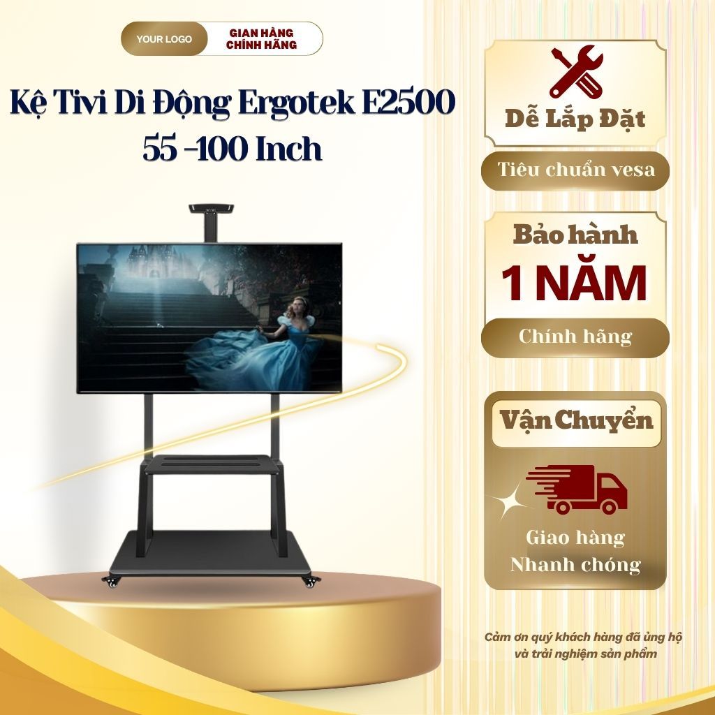 Giá Treo Tivi E2500 (55 - 100 Inch) - Khung Treo Sát Tường Siêu Chắc Chắn, Chịu Lực 50kg