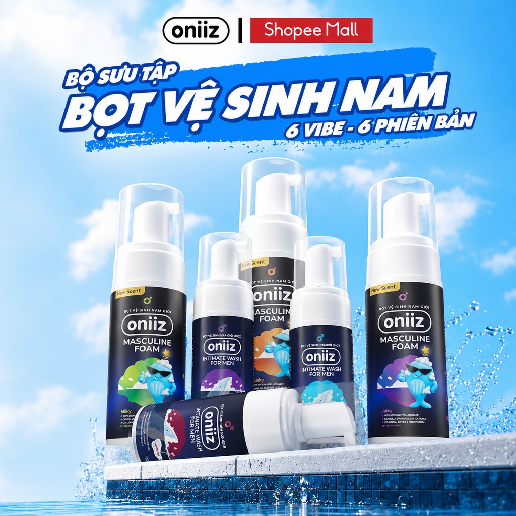Bộ sưu tập Bọt vệ sinh nam giới Oniiz, Dung dịch Masculine Foam Oniiz Plus hương nước hoa, cocktail 