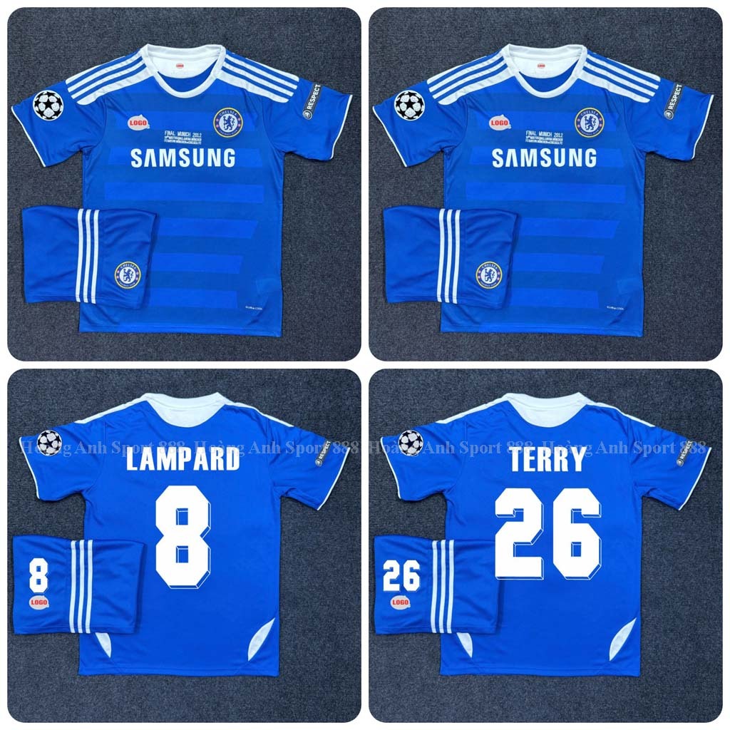 Bộ Quần Áo Bóng Đá CLB Chelsea Retro 2012- Vải Polyester Thái Gai Lưới