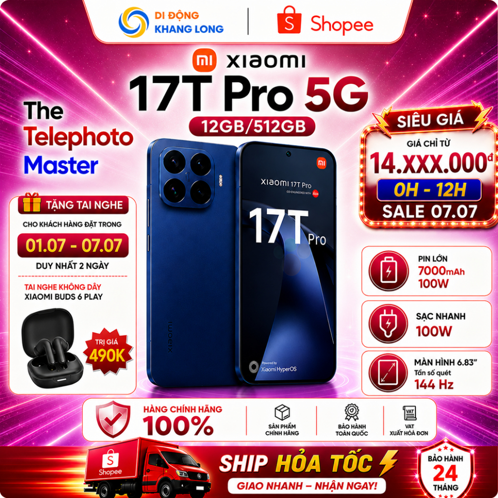 Điện Thoại Thông Minh Xiaomi 17T Pro 5G 12GB 512GB Chính Hãng