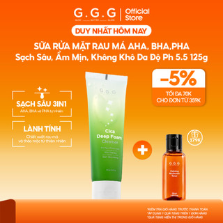 Sữa Rửa Mặt Rau Má Làm Sạch Sâu, Ẩm Mịn, Không Khô Da G.G.G Cica Deep Foam Cleanser 125g