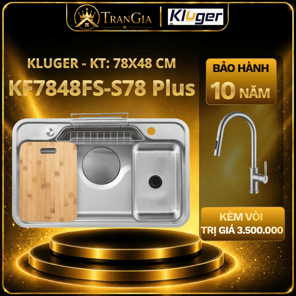 Chậu rửa bát Kluger KF7848FS - S78 Plus | Bồn rửa chén Kluger KF7848FS - S78 Plus | Tặng kèm vòi