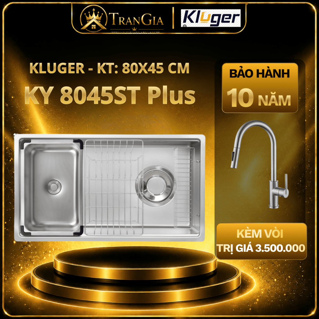 Chậu rửa bát Kluger KY8045ST Plus | Bồn rửa chén Kluger KY 8045ST PLUS | Tặng kèm vòi