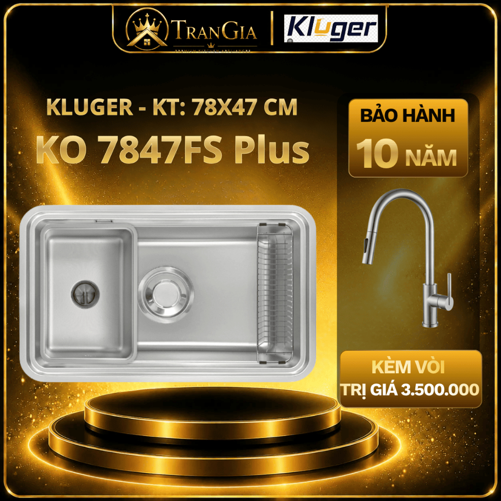 Chậu rửa bát Kluger KO7847FS Plus | Bồn rửa chén Kluger KO 7847FS Plus