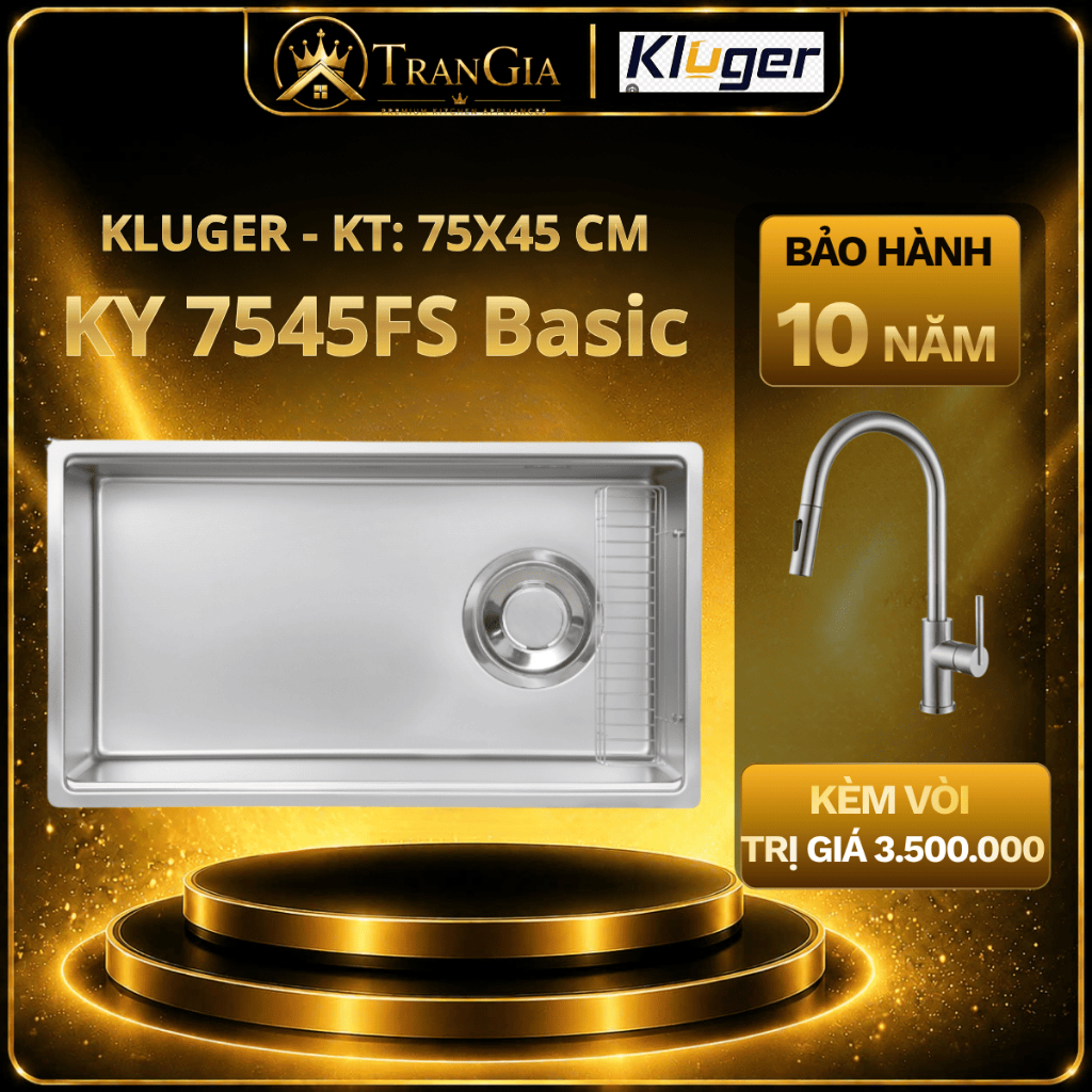 Chậu rửa bát Kluger KY7545FS – S75 | Bồn rửa chén Kluger KY7545FS – S75 | Tặng kèm vòi