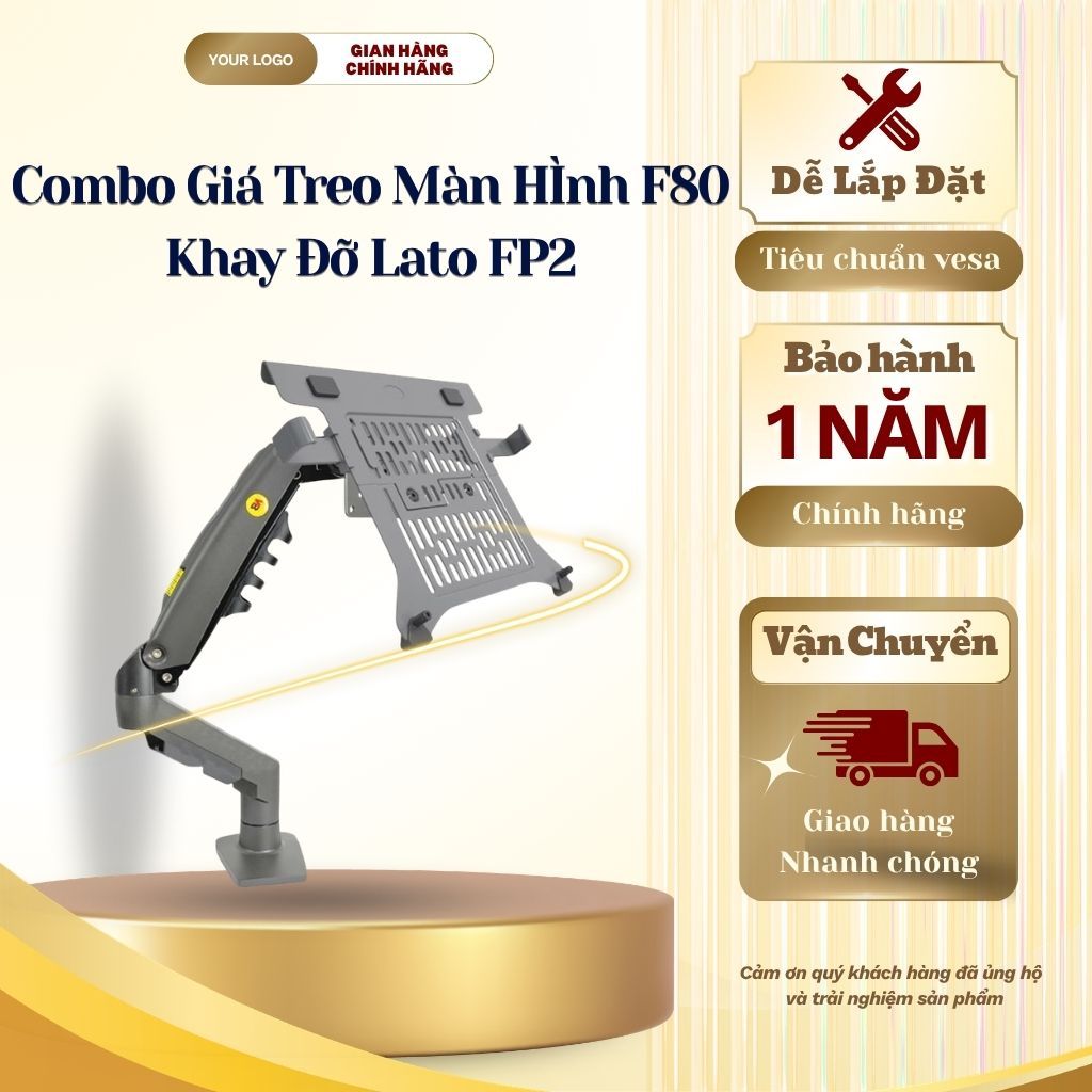 Combo giá treo "màn hình - laptop" NB F80 - FP2/Gía Đỡ Kẹp LapTop - Máy Tính Bảng 10 - 17 inch