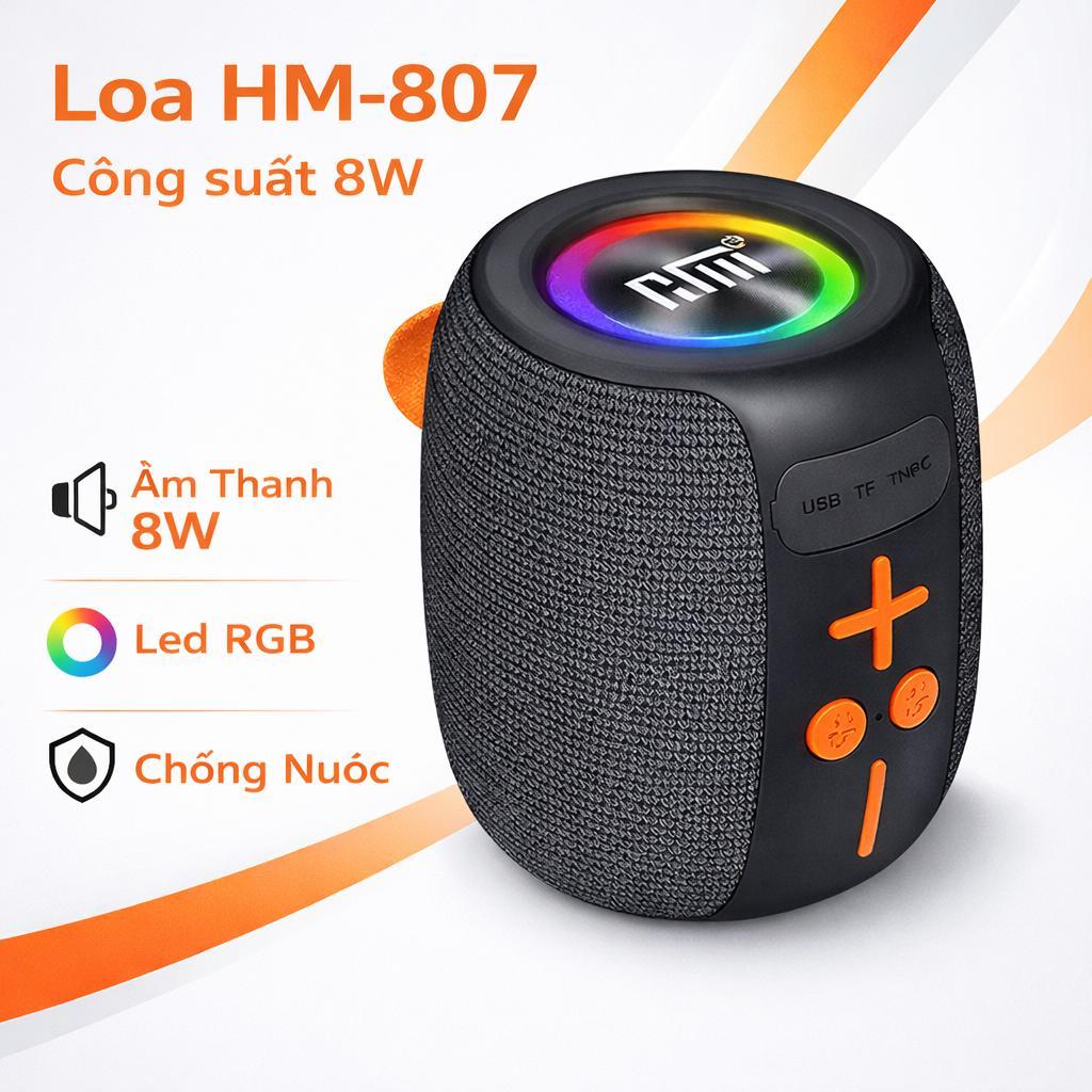 Loa Bluetooth HM-807 Nhạc Dáng  Gọn Xách Tay Hỗ Trợ Cắm Usb Thẻ Nhớ Giá Rẻ 2 Micro