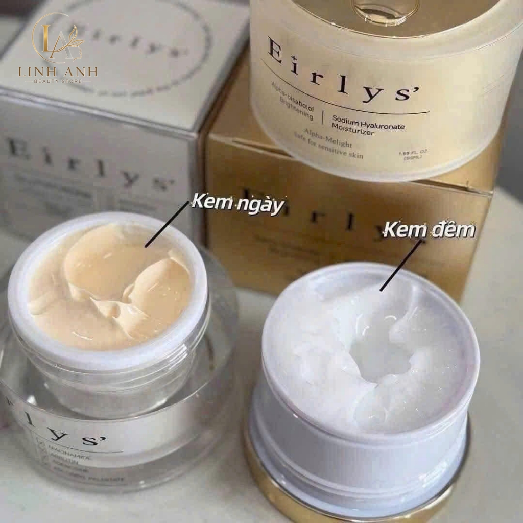 Bộ Kem Dưỡng Eirly's Ngày Và Đêm Căng Bóng, Trắng Sáng, Hỗ Trợ Mờ Thâm Nám