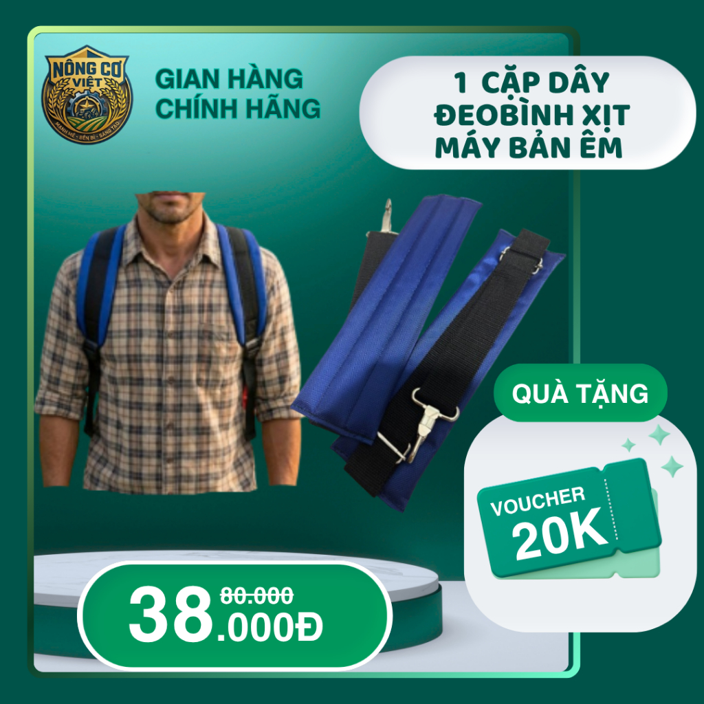 [1 Cặp] Dây Đeo Bình Xịt Máy, Móc Kim Loại Chắc Chắn, Bản Êm, Thoải Mái Nông Cơ Việt