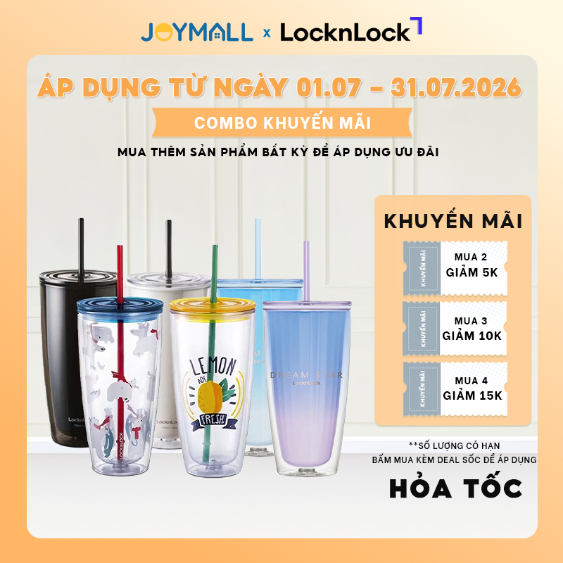 Ly nhựa 2 lớp LocknLock , Hàng chính hãng, HAP519, HAP507, HAP522 580ml, 750ml - JoyMall