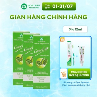 Combo 3 Xịt Thơm Miệng Thảo Dược Greelux Hương bạc hà vị cay mát nhẹ nhàng