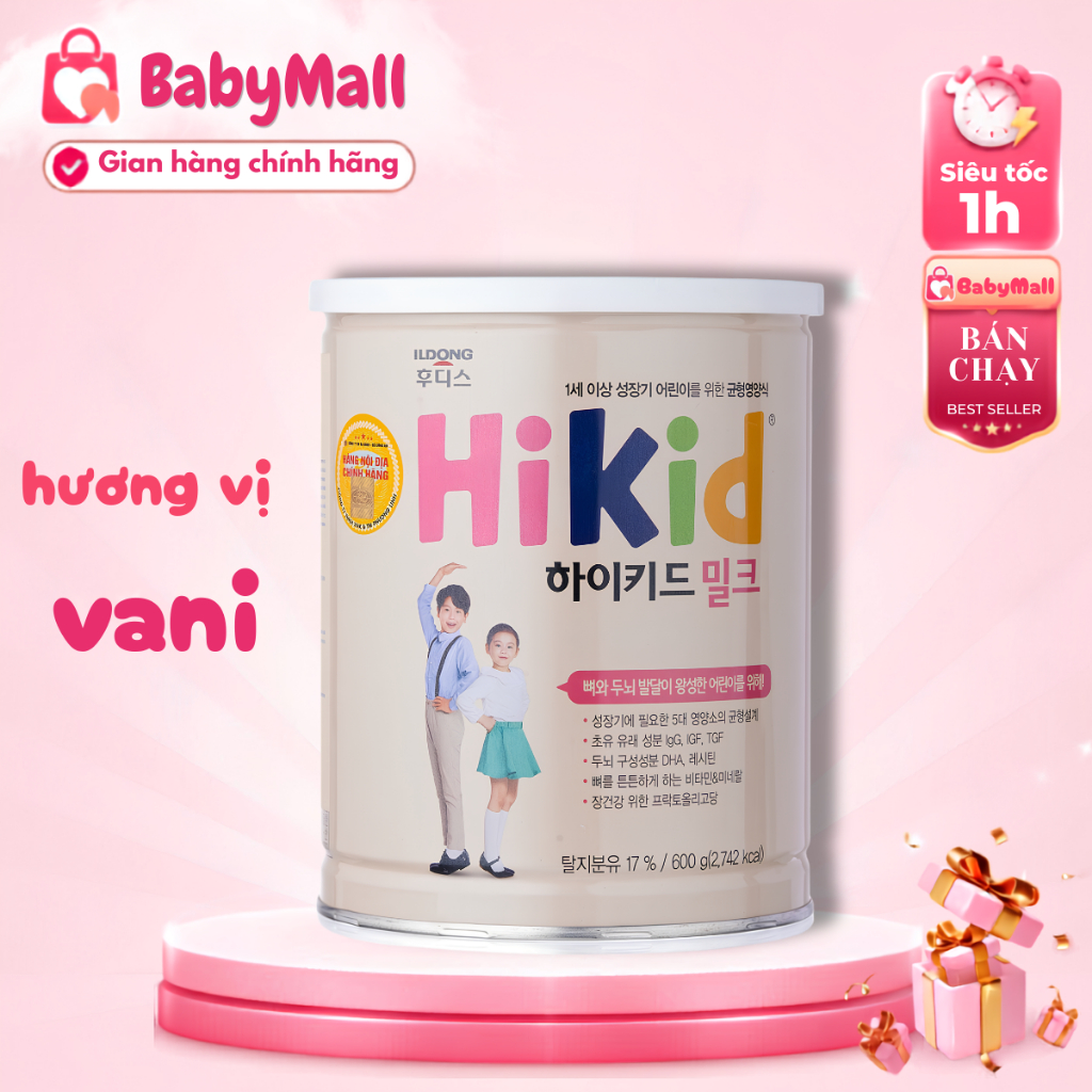 [Chính Hãng] Sữa Tăng Chiều Cao Vượt Trội Hikid Vani Hàn Quốc 600g (Cho bé 1-9 tuổi)