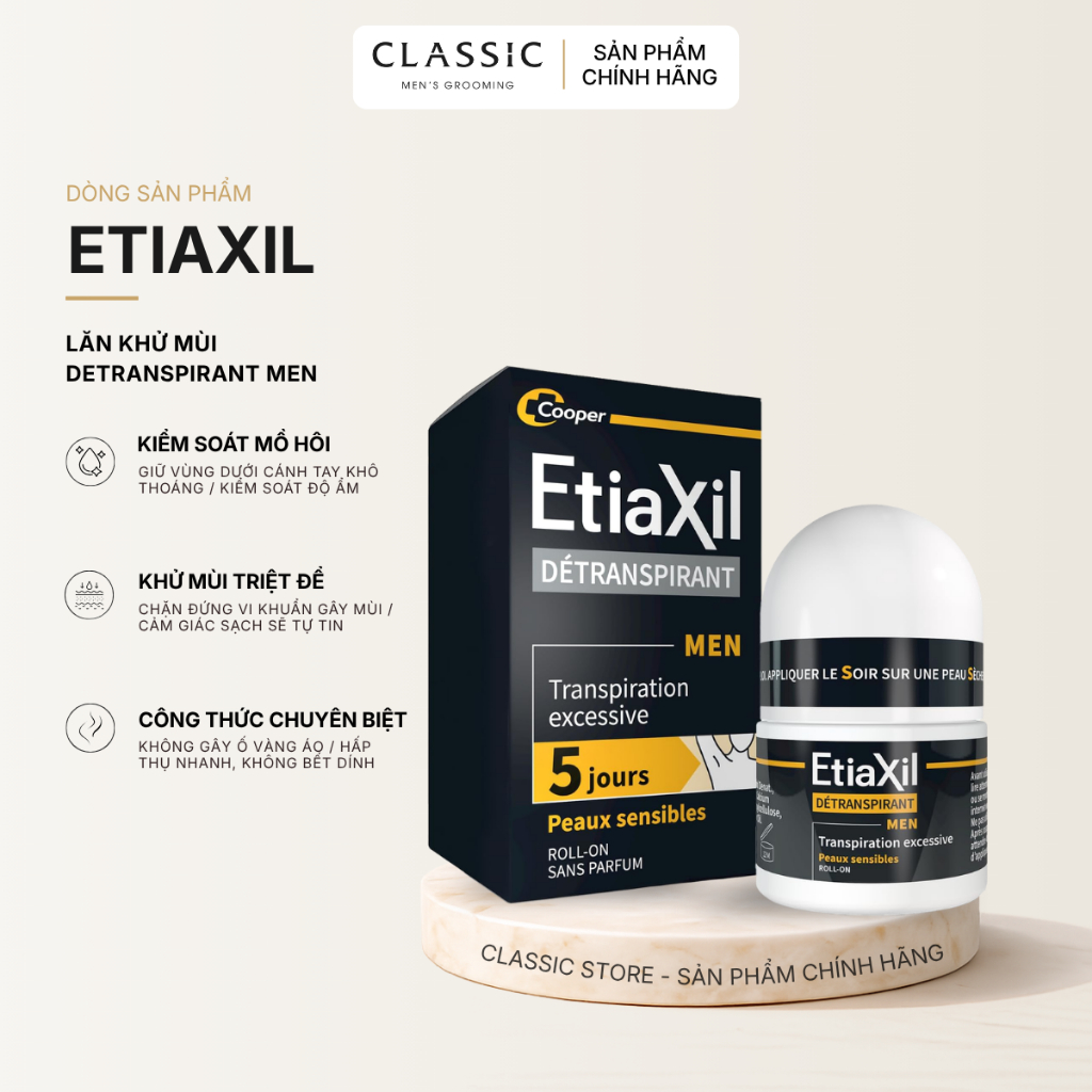 Lăn khử mùi chuyên sâu Etiaxil Detranspirant Men 15ml