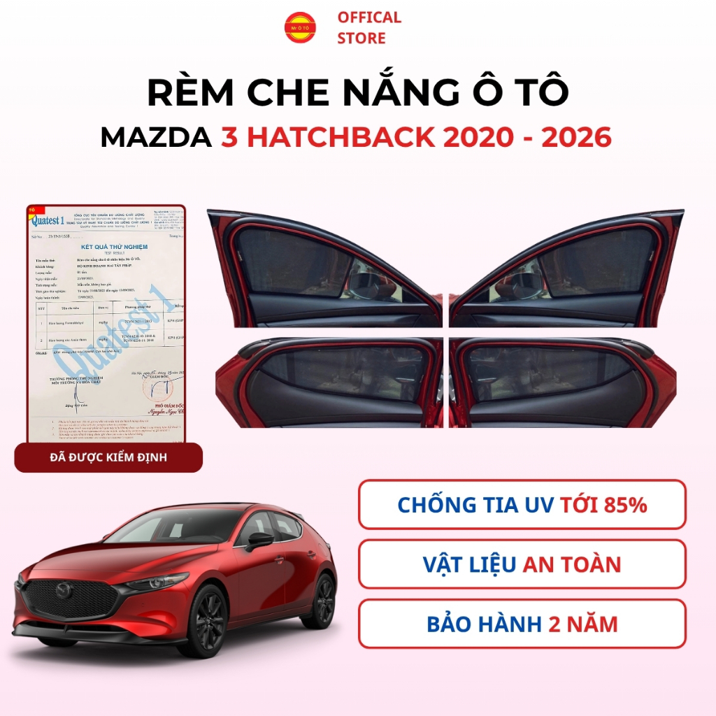 Rèm Che Nắng Chống UV Xe Mazda 3 Hatchback 2020-2026 Mazda 3 Sport Loại 1 MR.ÔTÔ Bảo Hành 2 Năm