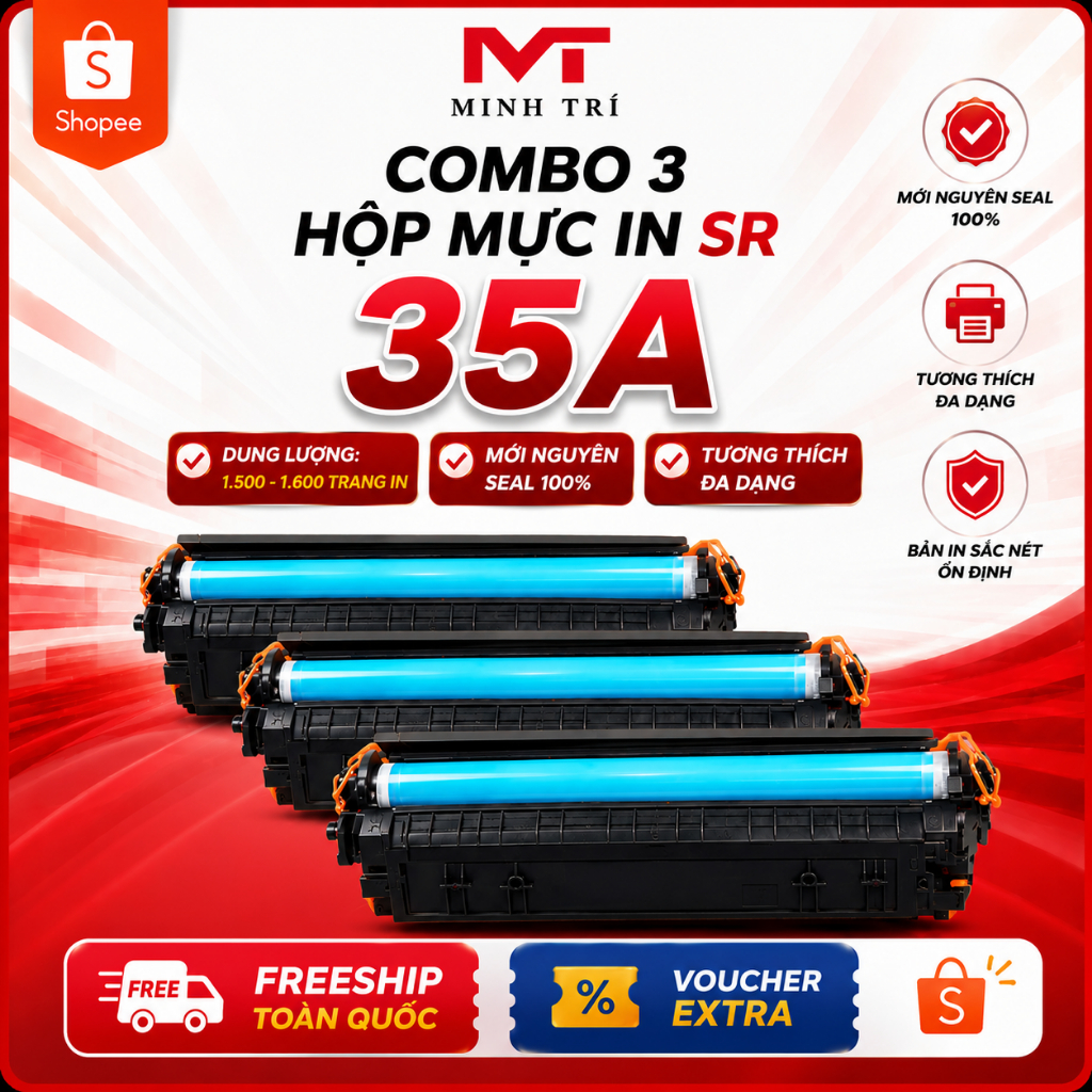 Combo 3 Hộp mực SR 35A/85A/78A dùng cho HP 1005, 1006, Canon LBP6030, LBP6030w | Mực In Minh Trí