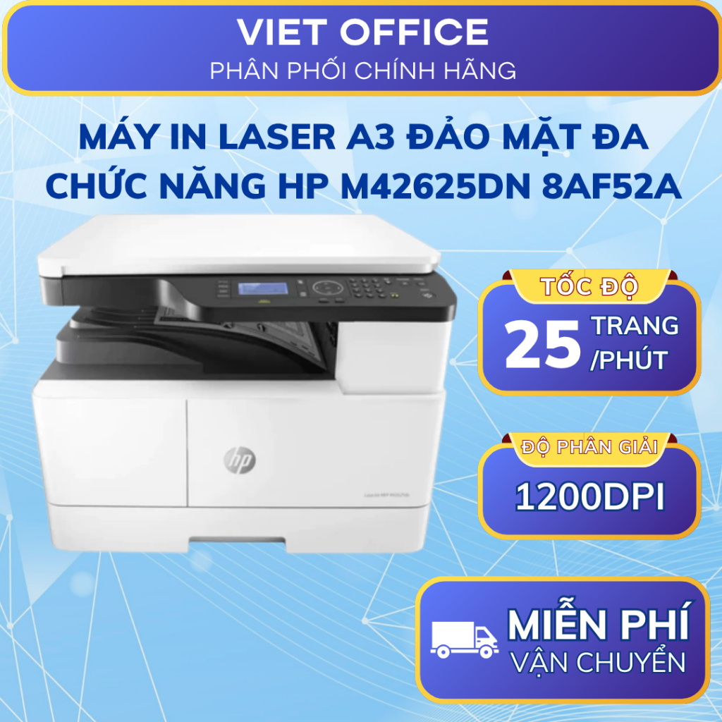 Máy in Laser A3 đảo mặt đa chức năng HP M42625DN 8AF52A In Scan Copy 2 Mặt Tự Động LAN Chính Hãng