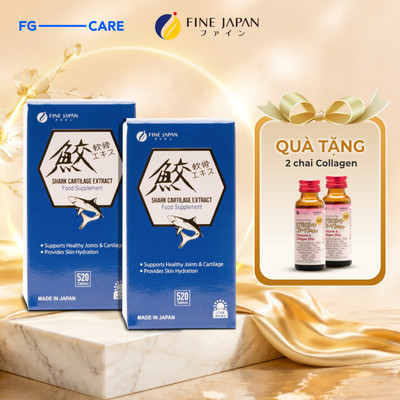 Combo 2 Hộp Viên Sụn Cá Mập Hỗ Trợ Tăng Cường Sức Khỏe Khớp Và Sụn - Fine Japan Shark Cartilage Extract 520 Viên