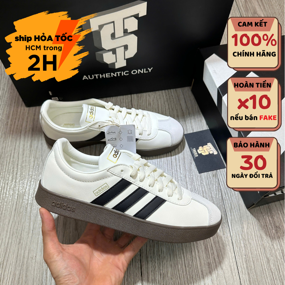 [CHÍNH HÃNG] Giày thể thao ADIDAS VLCOURT 2.0 CREAM WHITE BLACK JI0497 NEW FULL BOX TAG
