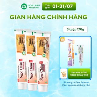 Bộ 3 tuýp Kem đánh răng dược liệu Ngọc Châu Truyền thống 170g/tuýp