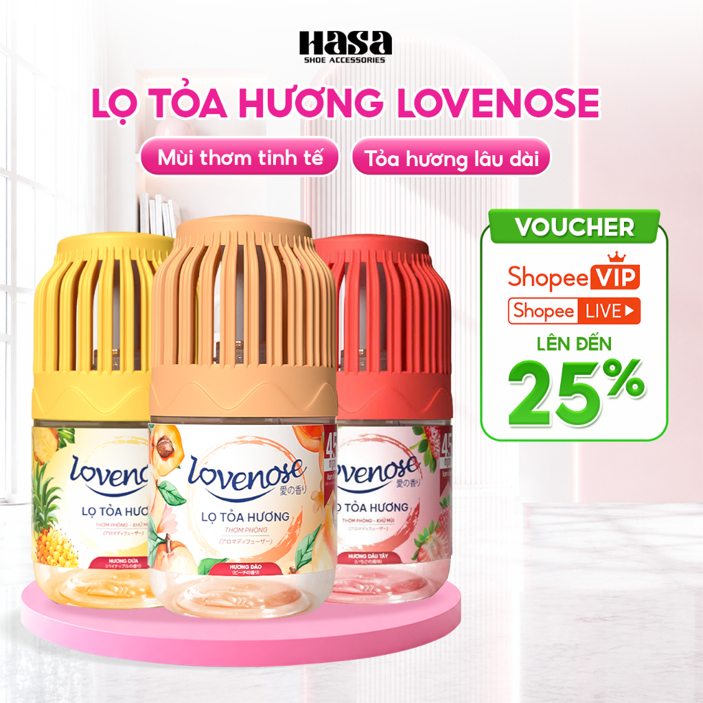 Lọ tỏa hương Lovenose hương thơm tự nhiên dễ chịu khử mùi sáp thơm phòng thế hệ mới 45 ngày - 180ml