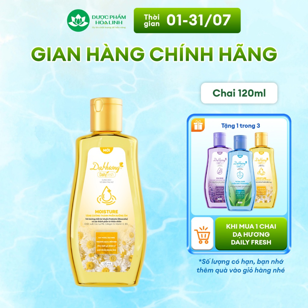 Dung dịch vệ sinh Dạ hương Daily Fresh Moisture - Tăng cường thành phần DƯỠNG ẨM 120ml