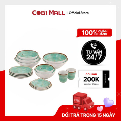 Bộ Chén Dĩa Nhựa Melamine Green 19 Món – Cobi Home – Bộ Chén Dĩa Cao Cấp – An Toàn & Bền Đẹp