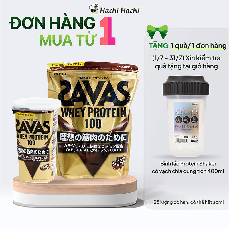 TPBS: Bột Whey Protein Meiji vị Socola, bổ sung Vitamin B1, B2, B6, Niacin, Vitamin C, D