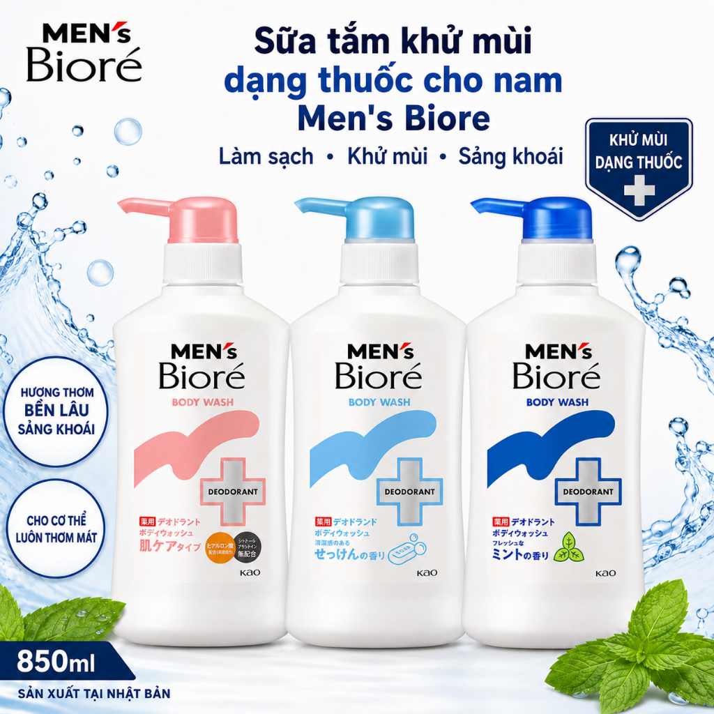 Dòng sữa tắm khử mùi dược liệu Men’s Biore / Direct from JAPAN