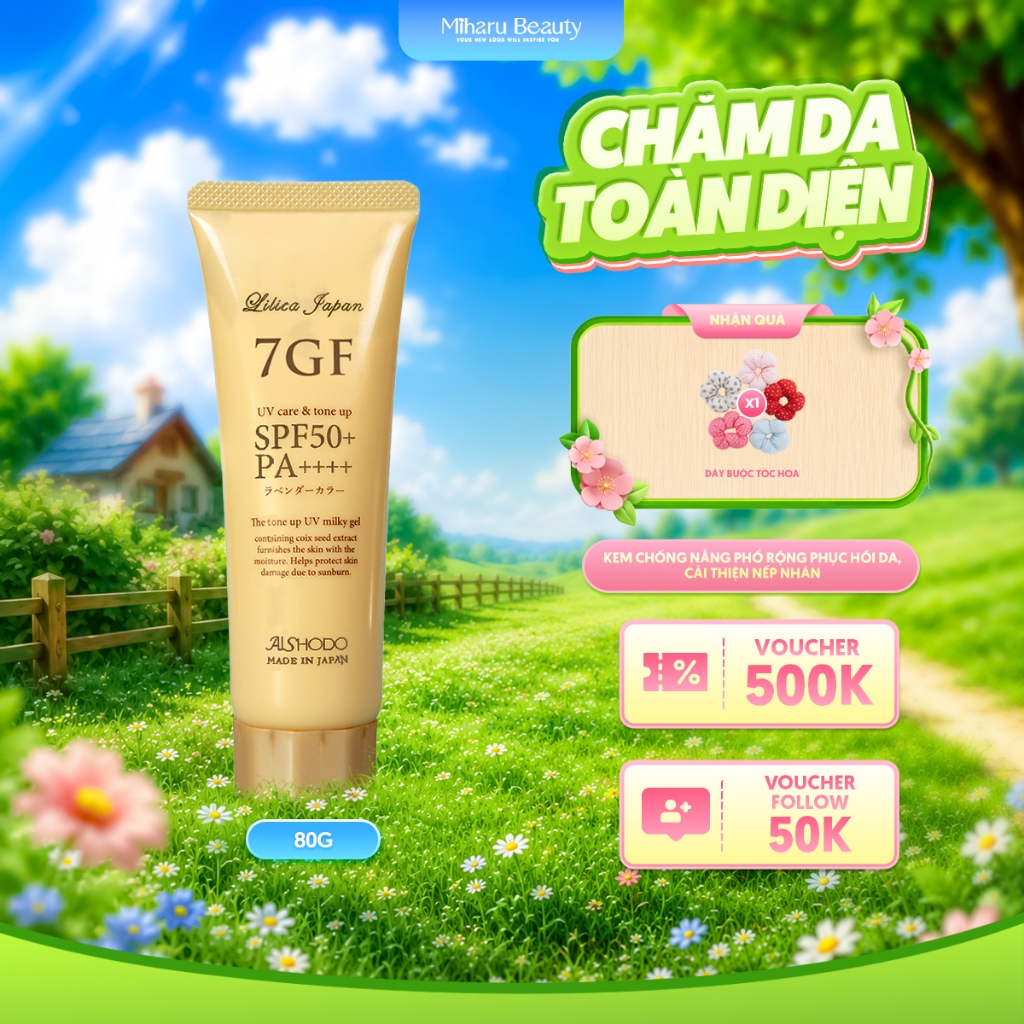 Kem chống nắng phổ rộng căng da - 7GF UV Care & Tone-up SPF50+/PA++++ 80g