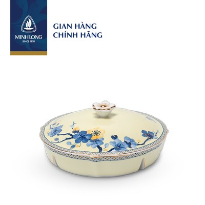 Khay Mứt Sứ Cao Cấp Minh Long 5 ngăn - Hoa Mai Phú Quý (Viền Vàng)