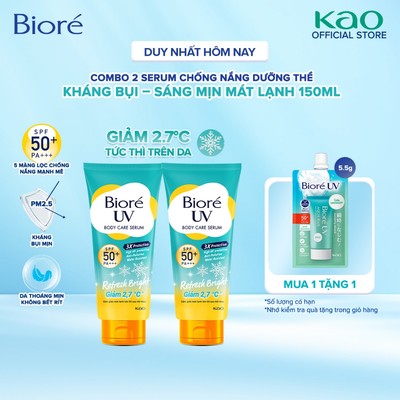 Combo 2 Serum Chống Nắng Dưỡng Thể Kháng Bụi - Sáng Mịn Mát Lạnh Biore 150ml