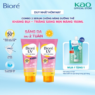 [LIVESTREAM] Combo 2 Serum Chống Nắng Dưỡng Thể Kháng Bụi - Trắng Sáng Mịn Màng Biore 150ml