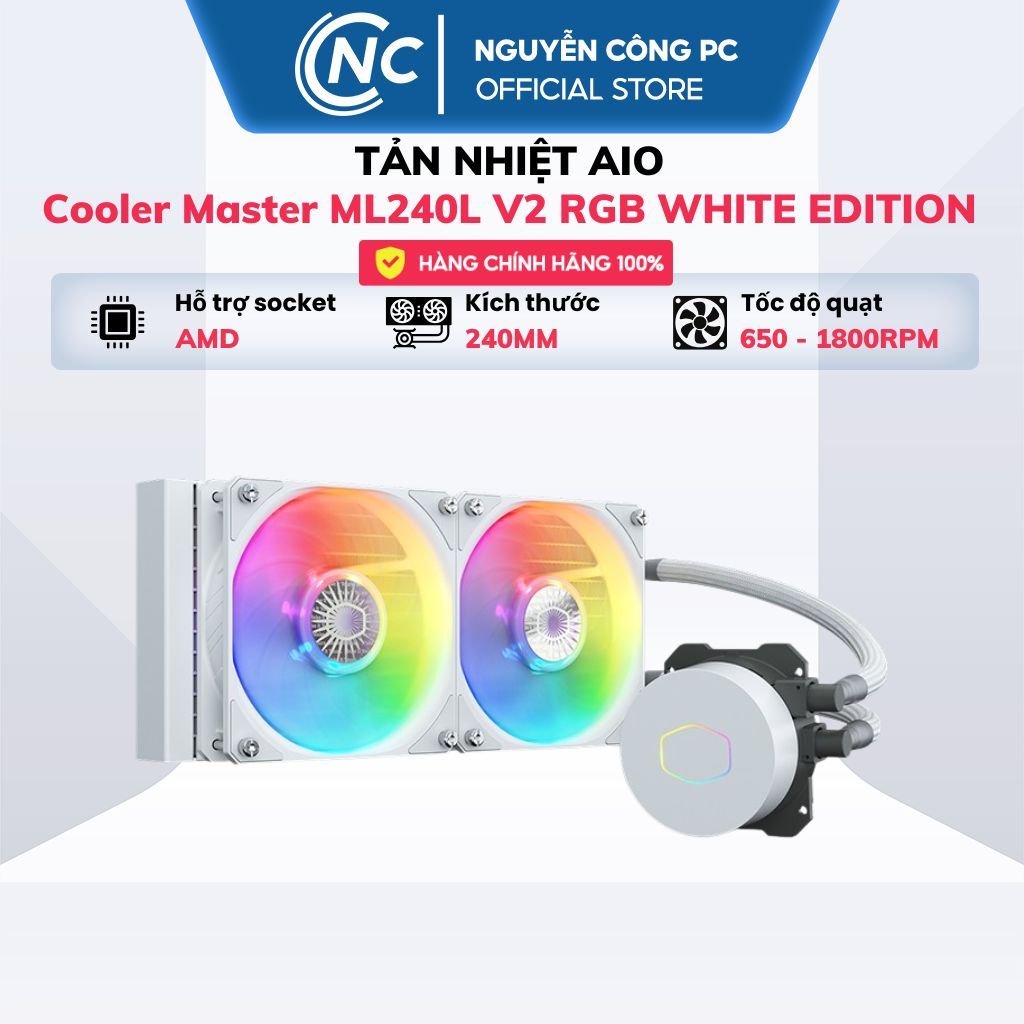 Tản nhiệt nước Cooler Master ML240L V2 ARGB WHITE EDITION (Only Support AMD) - Bảo hành 24 tháng