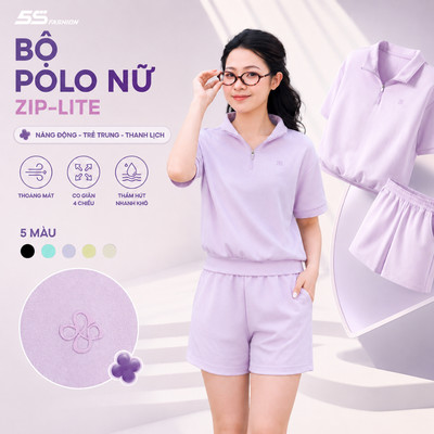 Bộ Polo Nữ ZIP-LITE 5S FASHION Cổ Khóa Vải Cao Cấp, Thiết Kế Năng Động, Thanh Lịch WBPL26009