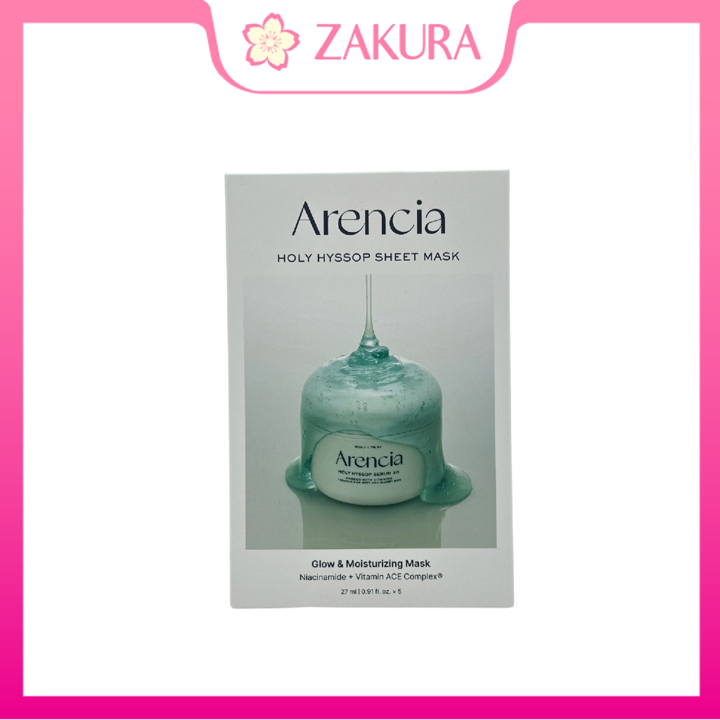 Arencia Holy Hyssop Sheet Mask 5pcs mặt nạ giấy, mặt nạ dưỡng ẩm, làm dịu da, cấp ẩm sâu, chăm sóc d