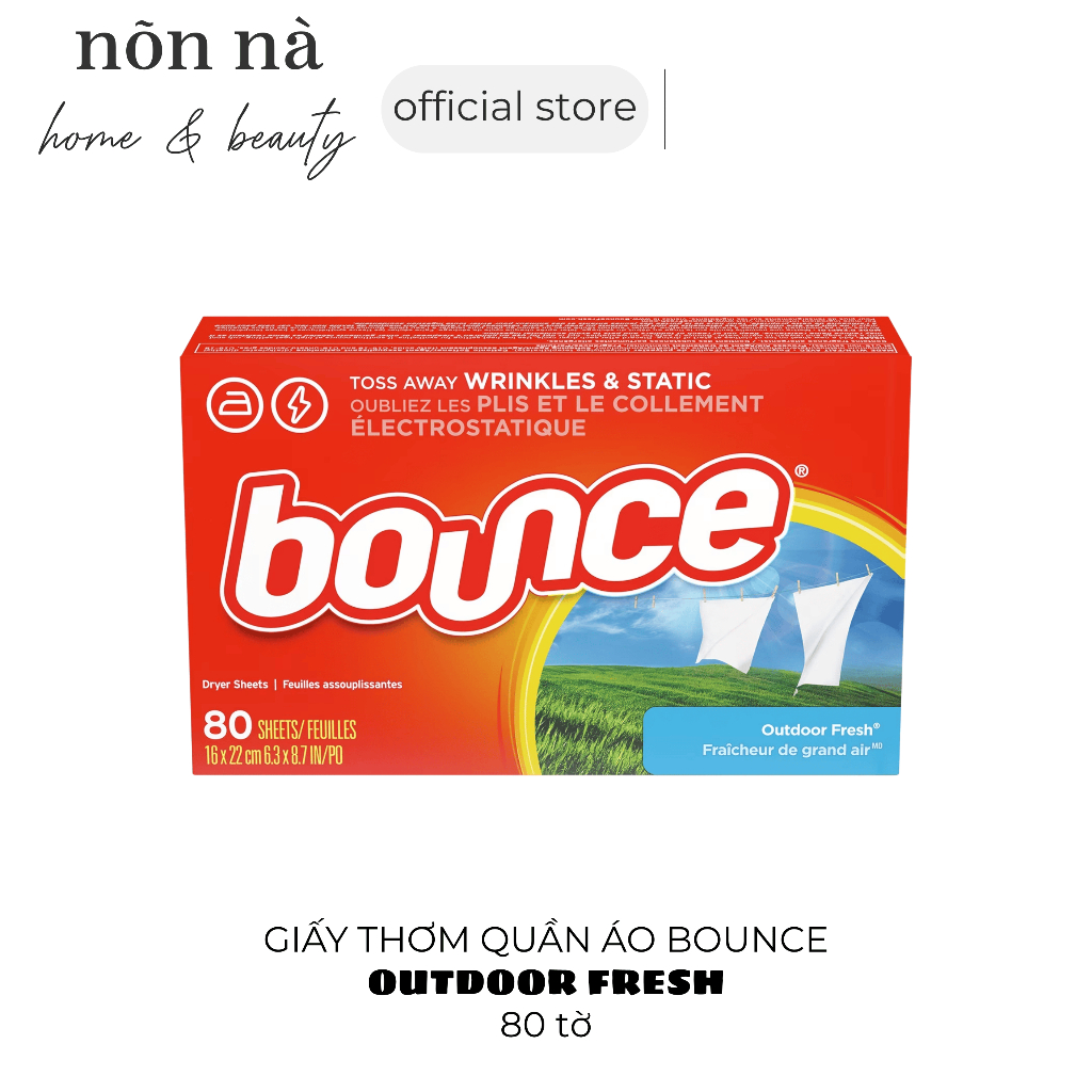 Giấy Thơm Quần Áo Bounce Outdoor Fresh 80 Tờ