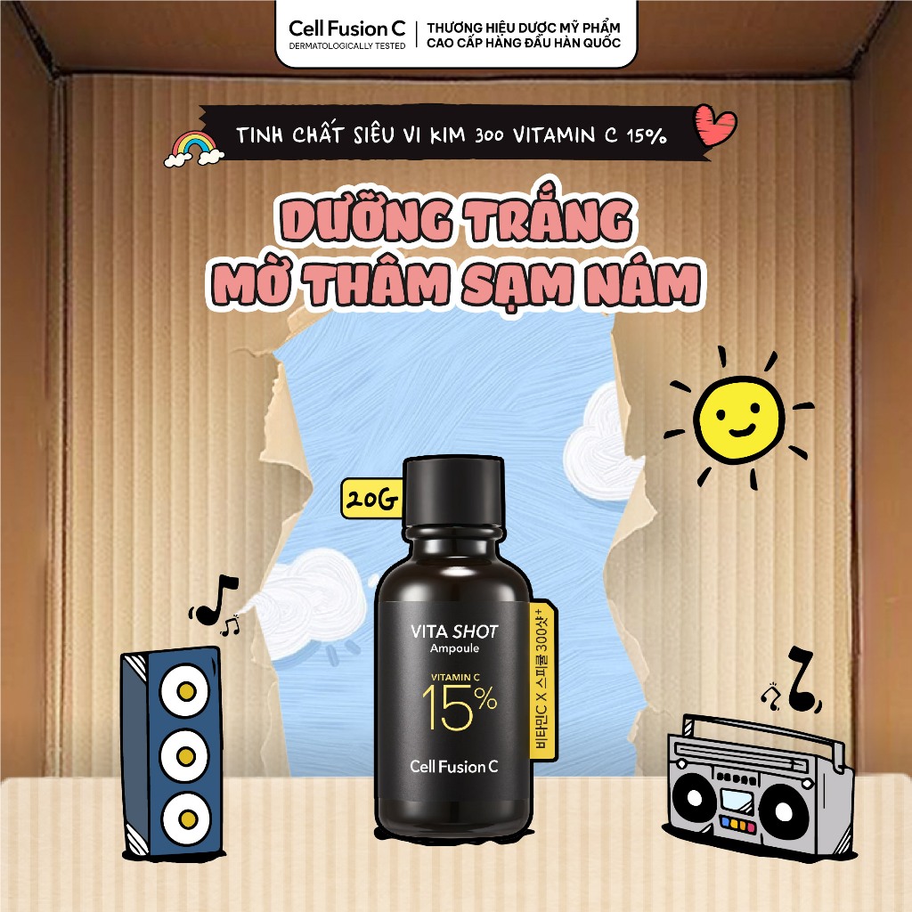 [30 NGÀY] Tinh Chất Vi Kim 300 Vitamin C 15% Dưỡng Trắng Mờ Thâm Sạm Cell Fusion C Toning C Vita Sho