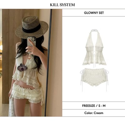 [LINK MỚI] Set áo cố yêm và quần siêu ngắn voan nhúng đi biển GLOWNY - KILLSYSTEM