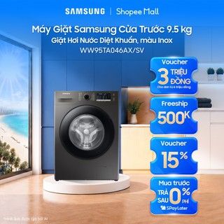 Máy Giặt Samsung Cửa Trước 9.5 kg WW95TA046AX/SV -  Giặt Hơi Nước Diệt Khuẩn, màu Inox