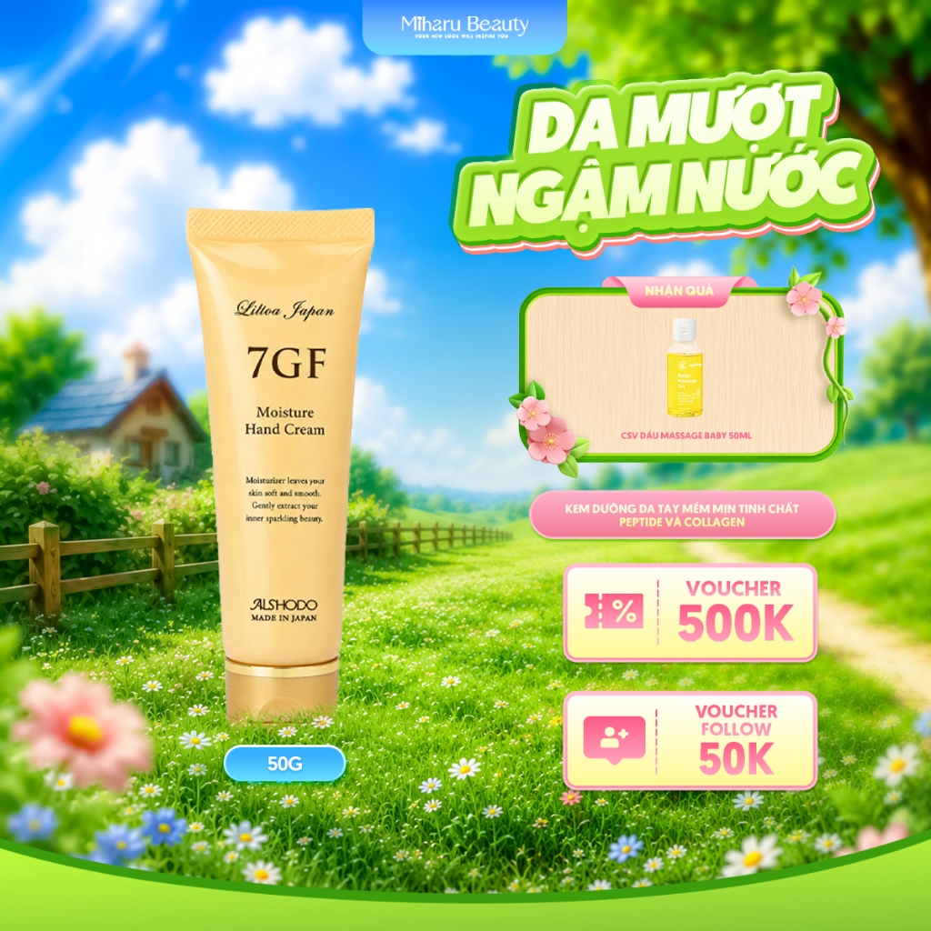 Kem dưỡng da tay mềm mịn tinh chất Peptide và Collagen - 7GF Moisture Hand Cream 50g