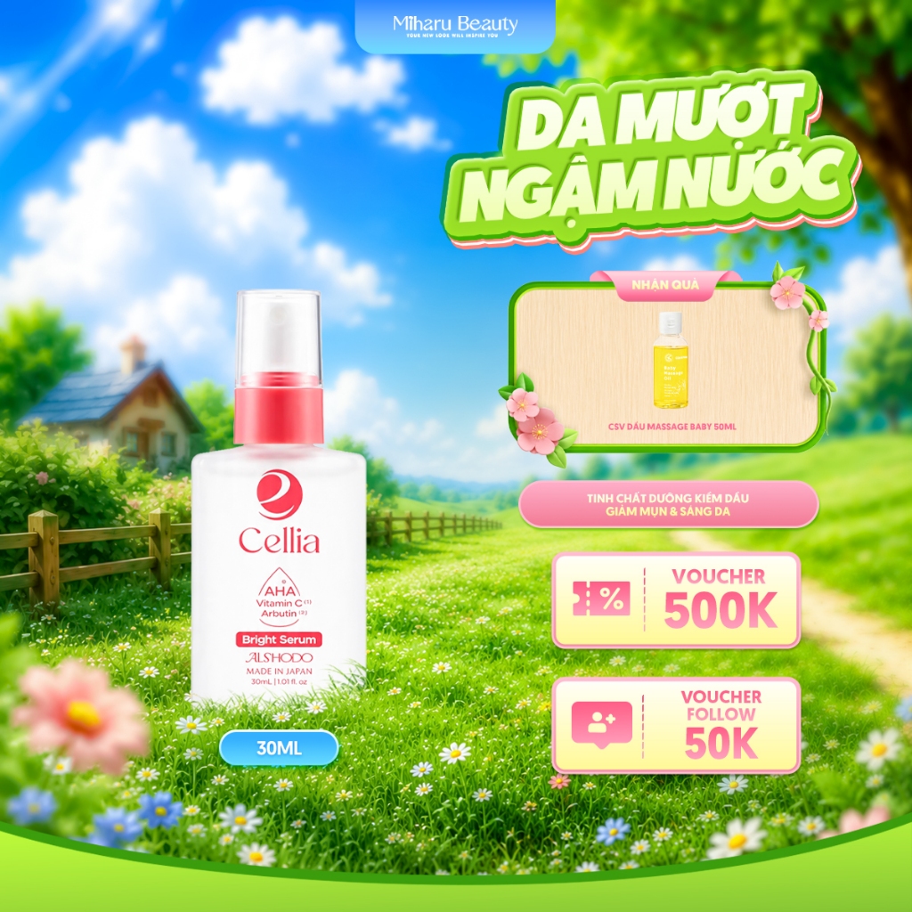 Tinh chất dưỡng kiềm dầu giảm mụn & sáng da - Cellia Bright Serum 30ml