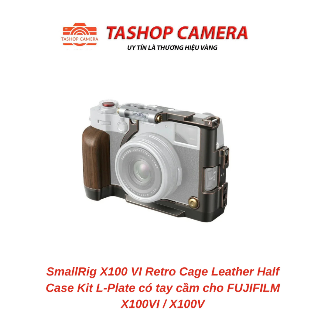 SmallRig X100 VI Retro Cage Leather Half Case Kit L-Plate có tay cầm cho FUJIFILM X100VI / X100V