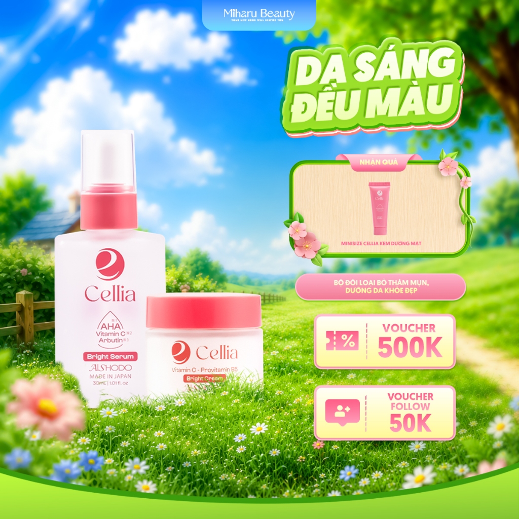 Bộ Đôi Loại Bỏ Thâm Mụn, Dưỡng Da Khỏe Đẹp - Cellia Serum, Cream