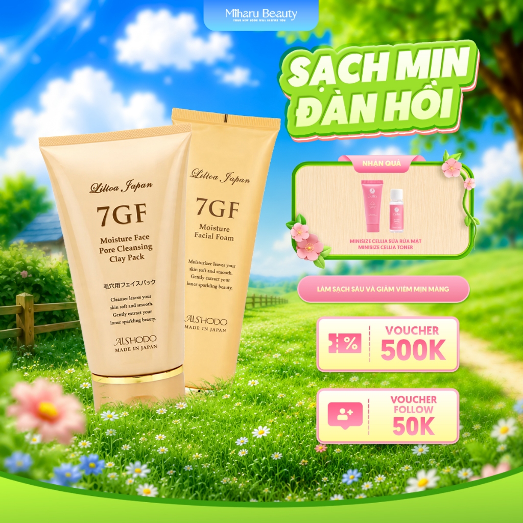Làm sạch sâu và giảm viêm mịn màng - 7GF Facial Foam, Clay Pack